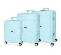 Movom Dimension Jeu de valises Bleu 55/66/75 cm Rigide Polypropylène Fermeture TSA 78L 11,3 kg 4 Roues Doubles Bagages à Main, bleu, Jeu de valises