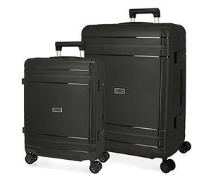 Movom Dimension Jeu de valises Noir 55/66 cm Rigide Polypropylène Fermeture TSA 78L 6,52 kg 4 Roues Doubles Bagages à Main, Noir , Jeu de valises