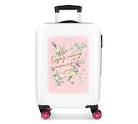 MOVOM Enjoy Every Moment Valise de cabine blanche 38 x 55 x 20 cm rigide ABS fermeture à combinaison latérale 34 2 kg 4 roues doubles bagage à main
