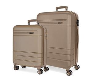 Movom Galaxy Ensemble de valises Bleues 55/68 cm Rigide ABS Fermeture à Combinaison latérale 109 l 6,56 kg 4 Roues Doubles Bagage à Main, Beige, 40 x 55 x 20 cm, 48 x 68 x 27 cm, Lot de 2 valises