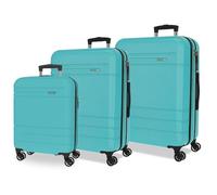 Joumma MOVOM Galaxy, Jeu de valises en ABS Rigide avec Cadenas à Combinaison intégré 221 L 11,4 kg 4 Roues Doubles et Extensible Bleu 55/68/78 cm