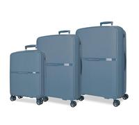 MOVOM Noon Ensemble de valises Bleues 56/66/76 cm Rigide 2,8 kg Fermeture TSA Polypropylène 2,8 kg 219,5 l Bagage à Main, Bleu, Talla única, Jeu de valises