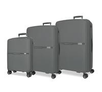 MOVOM Noon Ensemble de valises Grises 56/66/76 cm Rigide 2,8 kg Fermeture TSA Polypropylène 2,8 kg 219,5 l Bagage à Main, Gris, Talla única, Jeu de valises