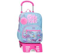Movom Power Girl Sac à dos pour enfant, sac à dos scolaire, fabriqué en polyester, poches latérales, bretelles larges réglables, poignée supérieure pour suspendre, système Magic Fix., bleu, Sac à dos