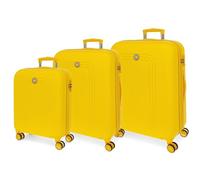 MOVOM Riga Jeu de Valises Jaune 55/70/80 cm Rigide ABS Fermeture TSA 91L 10,88 kgs 4 Roues Doubles Bagages Main, Citronier, Talla única, Ensemble de valises