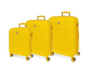 MOVOM Riga Jeu de Valises Jaune 55/70/80 cm Rigide ABS Fermeture TSA 91L 10,88 kgs 4 Roues Doubles Bagages Main, Citronier, Talla única, Ensemble de valises