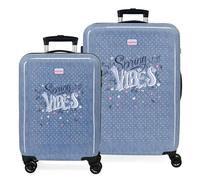 Movom Spring Vibes Jeu de valises Bleues 55/65 cm Rigide ABS Fermeture à Combinaison latérale 91L 6 kg Bagage à Main