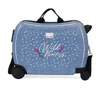 Movom Wild flowers Bleu Valise Enfant 50x39x20 cms Rigide ABS Serrure latérale à combinaison 34L 1.8 kgs 4 Roues Bagage à Main