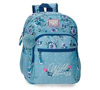 Movom Wild flowers Cartable Scolaire Adaptable au Trolley Bleu 30x38x12 cms Polyester 13.68L