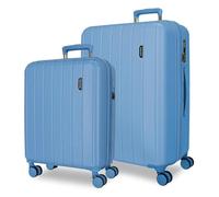 Movom Wood Denim Set de Bagages 48x68x27 cm Rigide ABS Fermeture TSA Intégrée 109L 6.3 kg 4 Doubles Roues Extensible Bagage à Main