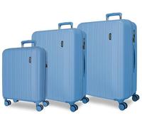 Movom Wood Denim Set de Bagages 53x78x31 cm Rigide ABS Fermeture TSA Intégrée 217L 11.4kg 4 Doubles Roues Extensible Bagage à Main