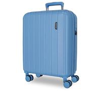 MOVOM Wood Denim Valise Cabine 40x55x21 cm Rigide ABS Fermeture TSA Intégrée 37L 2.8kg 4 Doubles Roues Extensible Bagage à Main