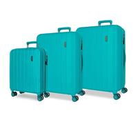 Movom Wood Jeu de valises Bleues 55/68/78 cm Rigide 11,4 kg Fermeture TSA ABS 11,4 kg 190 L Extensible Bagage à Main, Bleu, Talla única, Jeu de valises
