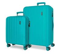 Movom Wood Jeu de valises Bleues 55/68 cm Rigide 6,6 kg Fermeture TSA ABS 6,6 kg 109L Extensible Bagage à Main, Bleu, Talla única, Jeu de valises