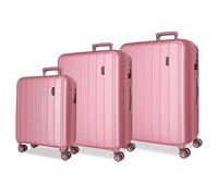 Movom Wood Jeu de valises Roses 55/68/78 cm Rigide 11,4 kg Fermeture TSA ABS 11,4 kg 190 L Extensible Bagage à Main, Rose, Talla única, Jeu de valises