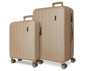 Movom Wood Set de Bagages Beige 55/70 cms Rigide ABS Serrure TSA 119L 4 roues doubles Bagage à main