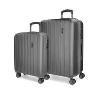 Movom Wood Set de Bagages Gris 55/65 cms Rigide ABS Serrure TSA 111L 4 roues doubles Bagage à main