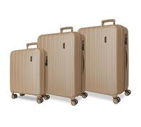 MOVOM Wood Valise Cabine, Deux Compartiments, en ABS résistant et léger, 4 roulettes pivotantes, Serrure à Combinaison latérale, par Joumma Bags