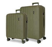 MOVOM Wood Valise Cabine, Deux Compartiments, en ABS résistant et léger, 4 roulettes pivotantes, Serrure à Combinaison latérale, par Joumma Bags