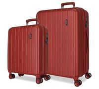 MOVOM Wood Valise Cabine, Deux Compartiments, en ABS résistant et léger, 4 roulettes pivotantes, Serrure à Combinaison latérale, par Joumma Bags
