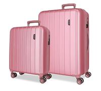 MOVOM Wood Valise Cabine, Deux Compartiments, en ABS résistant et léger, 4 roulettes pivotantes, Serrure à Combinaison latérale, par Joumma Bags