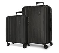 MOVOM Wood Valise Cabine, Deux Compartiments, en ABS résistant et léger, 4 roulettes pivotantes, Serrure à Combinaison latérale, par Joumma Bags