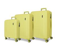 MOVOM Wood Valise Cabine, Deux Compartiments, en ABS résistant et léger, 4 roulettes pivotantes, Serrure à Combinaison latérale, par Joumma Bags
