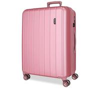 MOVOM Wood, Valise de Cabine, Bagage, intérieur avec Deux Compartiments, fabriquée en ABS, matériau résistant et léger, 4 Roues pivotantes, Fermeture à Combinaison latérale, par Joumma Bags, Rose