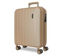 Movom Wood Valise Trolley Cabine Beige 40x55x20 cms Rigide ABS Serrure TSA 38L 3,2Kgs 4 roues doubles Extensible Bagage à main