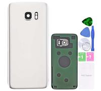 MovTEK Vitre Arrière Cache Batterie de Remplacement Origine pour Samsung Galaxy S7 Edge G935F Couvercle Batterie avec lentille de caméra Blanc
