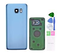 MovTEK Vitre Arrière Cache Batterie de Remplacement Origine pour Samsung Galaxy S7 G930F Couvercle Batterie avec lentille de caméra Bleu