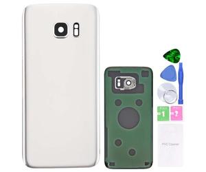 MovTEK Vitre Arrière Cache Batterie de Remplacement Origine pour Samsung Galaxy S7 G930F Couvercle Batterie avec lentille de caméra Blanc