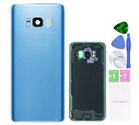 MovTEK Vitre Arrière Cache Batterie de Remplacement Origine pour Samsung Galaxy S8 G950F Couvercle Batterie avec lentille de caméra (Bleu Corail)
