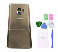 MovTEK Vitre Arrière Cache Batterie de Remplacement Origine pour Samsung Galaxy S9 G960F Couvercle Batterie avec lentille de caméra (Or)