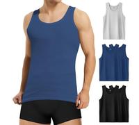 Mowenti 100% Coton Débardeur Homme Noir Gris Bleu Lot de 5 Maillot de Corps Toutes Les Tailles et Les Couleurs Musculation Sport Gym Ajustée Debardeur XL