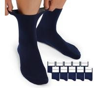 Mowenti Chaussette extra large pour diabétiques Femme Homme mollet fort ou gonflé (10 PAIRES) 35-38 Bleu