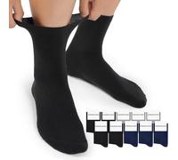 Mowenti Chaussette extra large pour diabétiques Femme Homme mollet fort ou gonflé (10 PAIRES) 35-38 Noir Gris Bleu