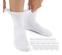 Mowenti Chaussette extra large pour diabétiques Femme Homme mollet fort ou gonflé 35-38 (10 PAIRES) Blanc