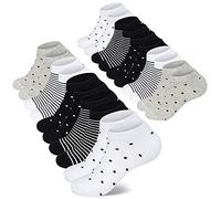 Mowenti Chaussette Lot de 10 paires Courte pour Femme Socquette avec des Rayeurs et des Points pour Femmes et Filles Basses Motif-8205-39-42