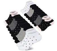 Mowenti Chaussette Lot de 10 paires Courte pour Femme Socquette avec des Rayeurs et des Points pour Femmes et Filles Basses Motif-8203-35-38