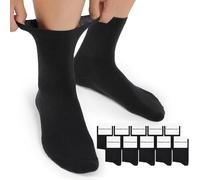 Mowenti Chaussettes 10 Paires Diabétiques Homme Femme Sans Elastique Sans Couture Amples Socquettes Classiques Diabetique Chaussette en Coton Extra Large 47-50 Noir
