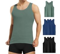 Mowenti Débardeur Homme Multicolore 100% Coton Gris Bleu Vert Lot de 5 Maillot de Corps Toutes Les Tailles et Les Couleurs Musculation Sport Gym Ajustée Debardeur L