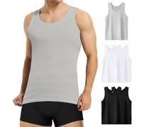 Mowenti Lot de 5 Débardeurs Homme Maillots de Corps 100% Coton T-Shirts sans Manches Sport Gym Léger Blanc Noir Gris M