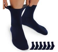 Mowenti Lot de 6/10 paires de chaussettes diabétiques pour homme et femme - Sans élastique - Coton - Chaussettes confortables - Extra larges - Chaussettes pour homme et femme, 6 bleues, 47-50