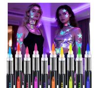 MOWETOO Lot de 10 crayons de maquillage fluorescents à lumière noire fluorescente pour décoration de fête noire