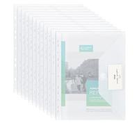 MOWETOO Lot de 48 Pochette Plastique A4, Imperméables Chemise Plastique A4 avec étiquettes, Pochettes Plastiques Perforées a4 pour Organiser des Documents