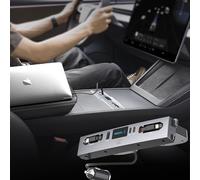 Mowlicas Hub USB Max 127 W pour Tesla New Model 3 (Highland) 2025/2024, chargeur super rapide jusqu'à 65 W pour ordinateur portable, iPhone 16/15 et plus, câble rétractable et station d'accueil à 3