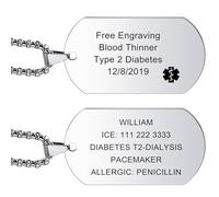 MOWOM Medical Collier Pendentif d'Identification Personnalisé en Acier Inoxydable Collier d'Alerte Médicale pour Homme Femme avec Carte d'Urgence