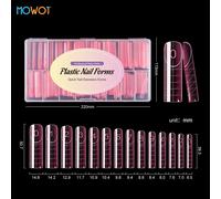 Mowot Carré Double Forme Ongles Moules Avec Jante À L'intérieur Des Faux Ongles Conseils Poly Ongles Gel Moule Couverture Complète Extension Moules Supérieurs - Type Pink-140pcs