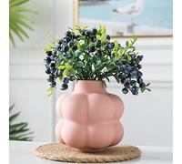 Mowtanco Vase en céramique rose, vase moderne pour décoration d'intérieur, vase à fleurs décoratif pour table à manger, table basse, cheminée, centre de table de salon, cheminée